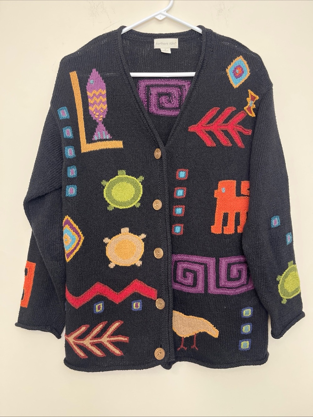 Northern Isles Vintage Oversized Sweater Small Black Southwestern Vintage 90’s